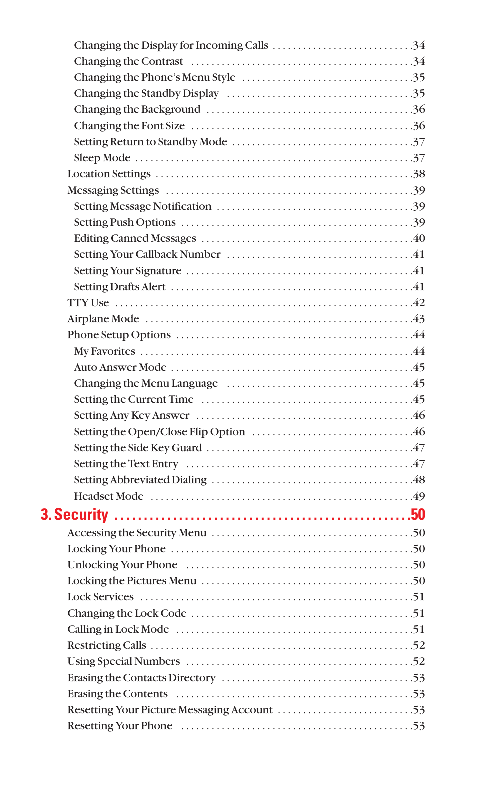 Security | Sanyo SCP-3100 User Manual | Page 4 / 157