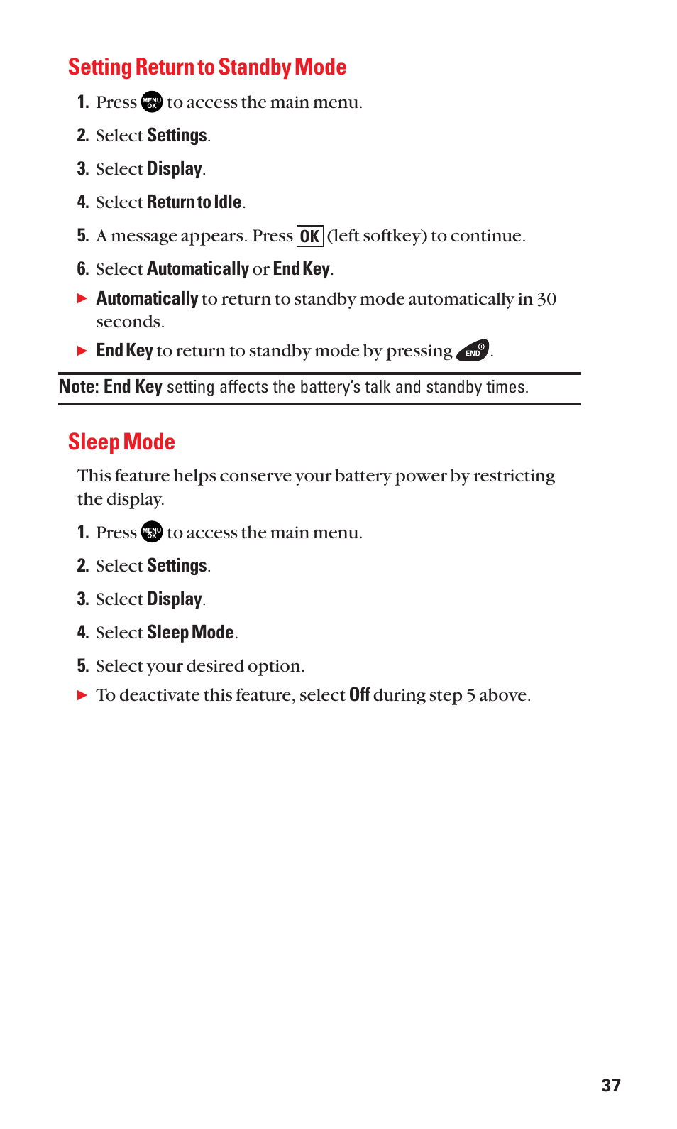 Setting return to standby mode, Sleep mode | Sanyo SCP-3100 User Manual | Page 45 / 157