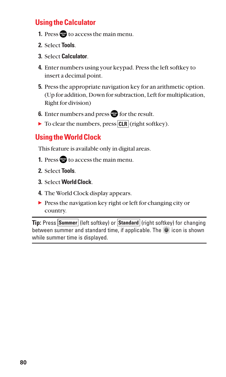 Using the calculator, Using the world clock | Sanyo SCP-3100 User Manual | Page 88 / 157