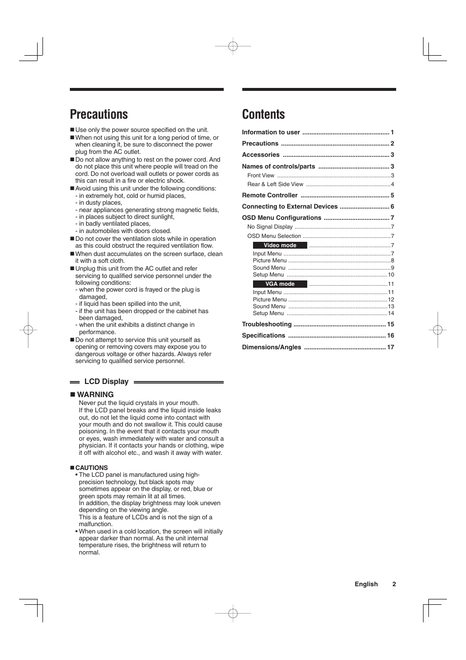 Sanyo VMC-L2019 User Manual | Page 3 / 112