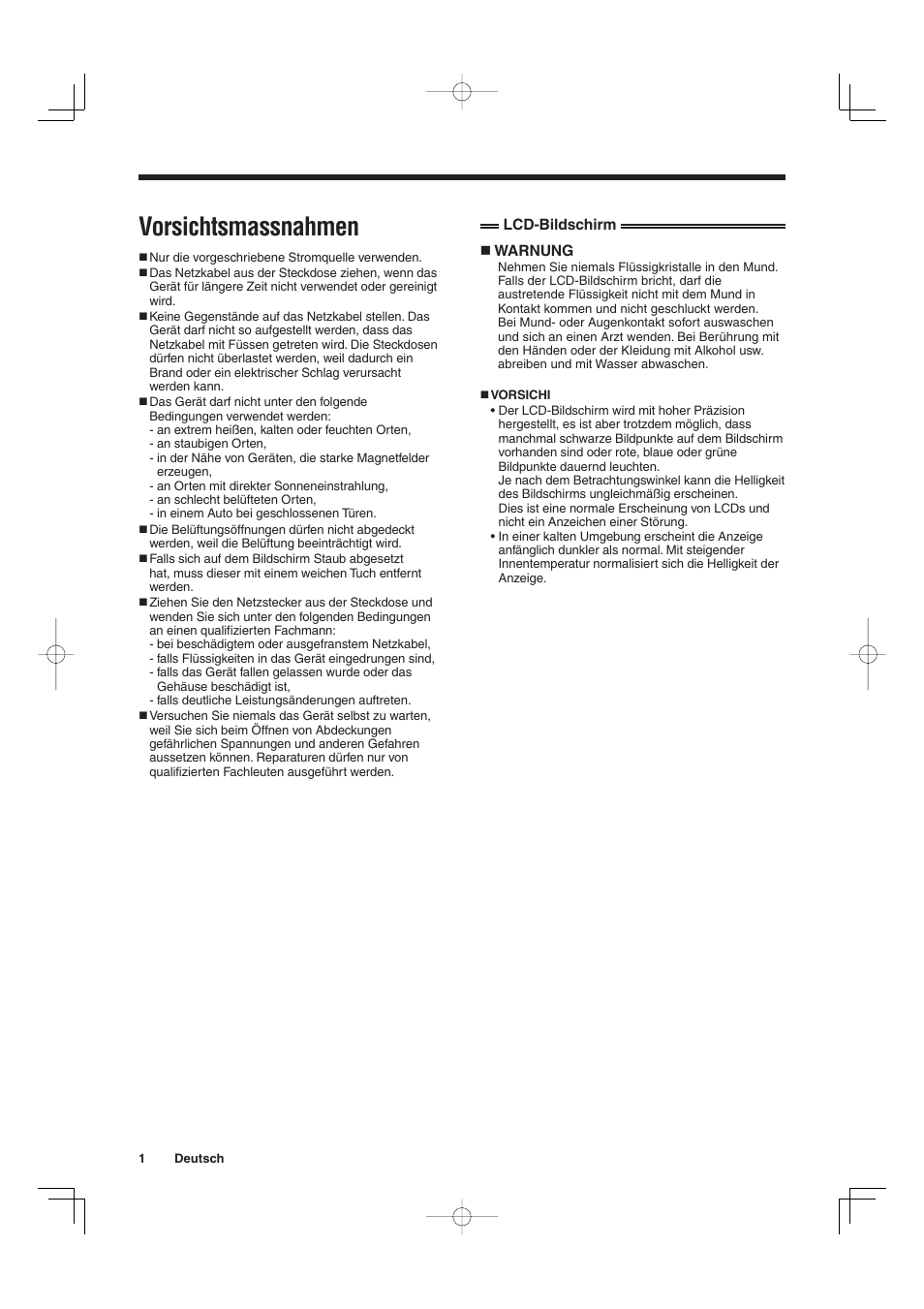 Vorsichtsmassnahmen | Sanyo VMC-L2019 User Manual | Page 56 / 112