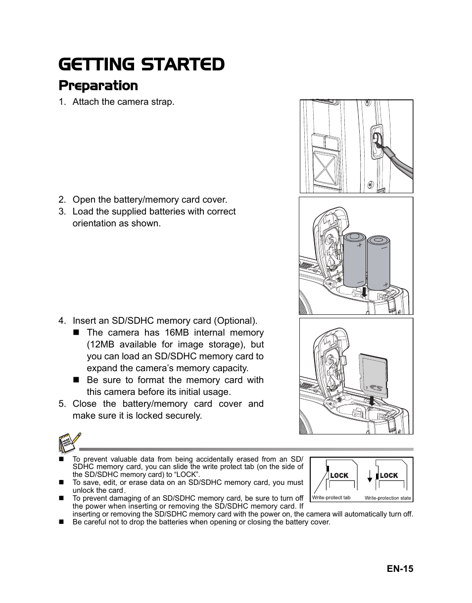 Getting started, Preparation | Sanyo VPC-S1080 User Manual | Page 16 / 42