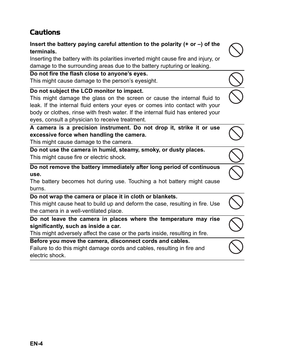 Cautions | Sanyo VPC-S1080 User Manual | Page 5 / 42