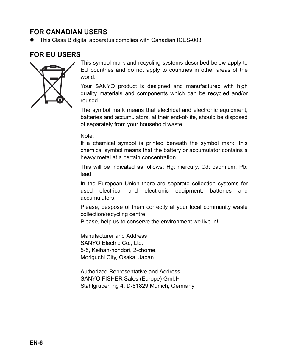 Sanyo VPC-S1080 User Manual | Page 7 / 42