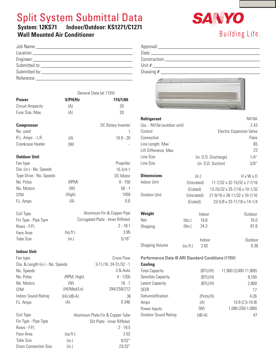 Sanyo 12KS71 User Manual | 2 pages
