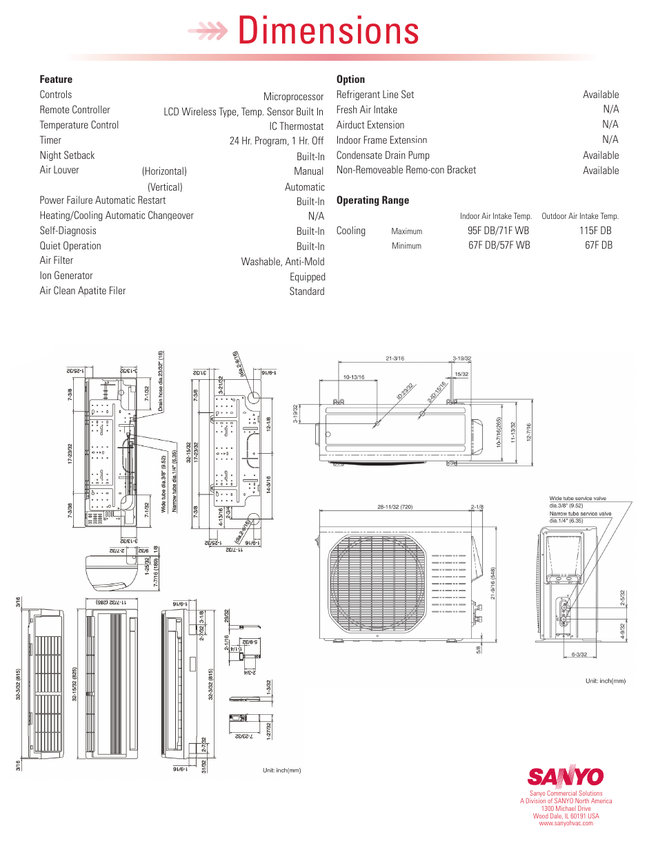 Dimensions | Sanyo 12KS71 User Manual | Page 2 / 2