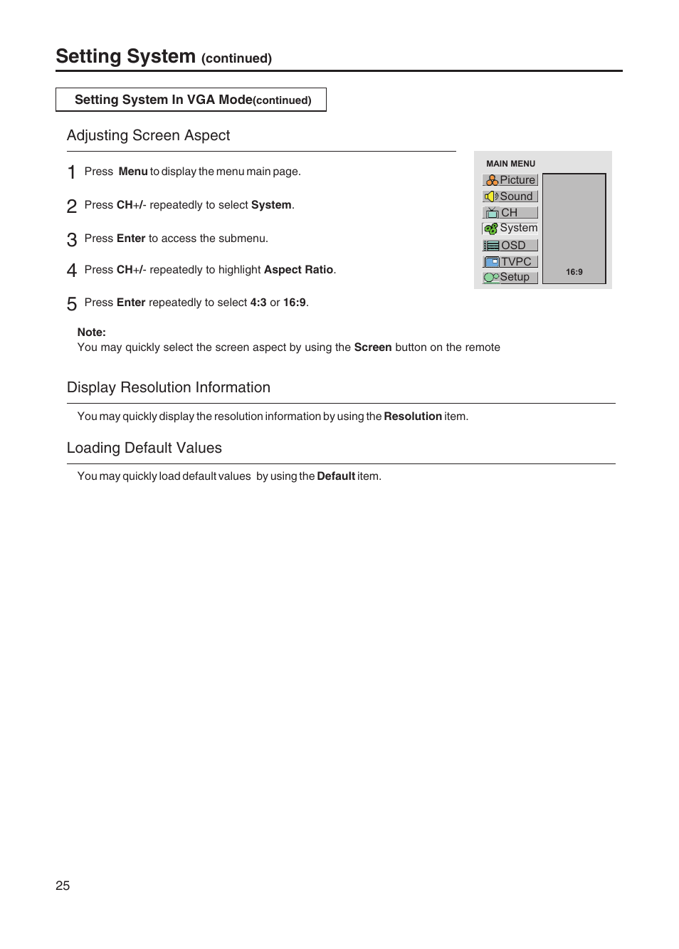 Setting system | Sanyo AVP-428 User Manual | Page 28 / 44