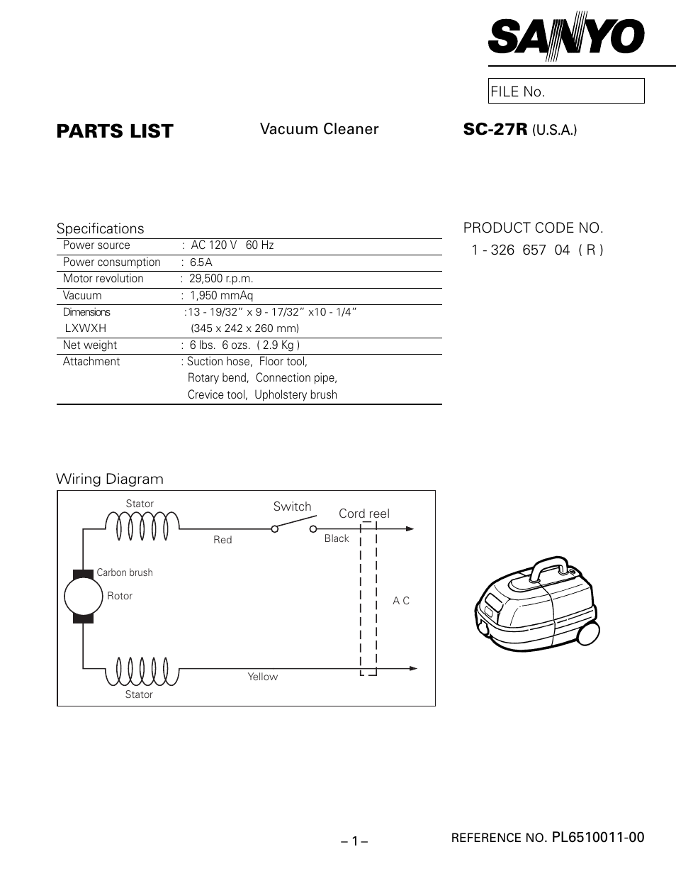 Sanyo SC-27R User Manual | 4 pages