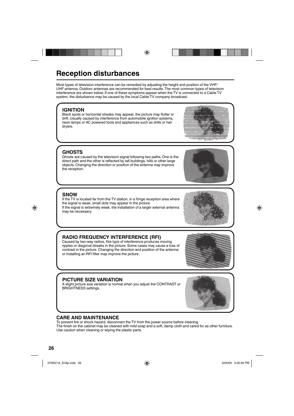 Reception disturbances | Sanyo DP19649 User Manual | Page 26 / 60