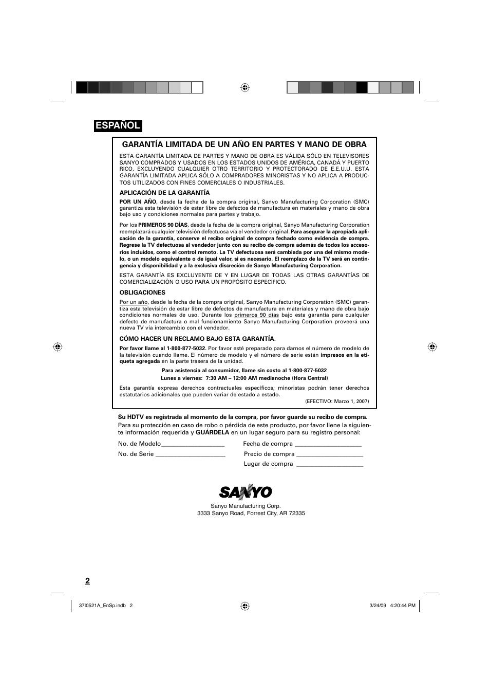 Español | Sanyo DP19649 User Manual | Page 30 / 60