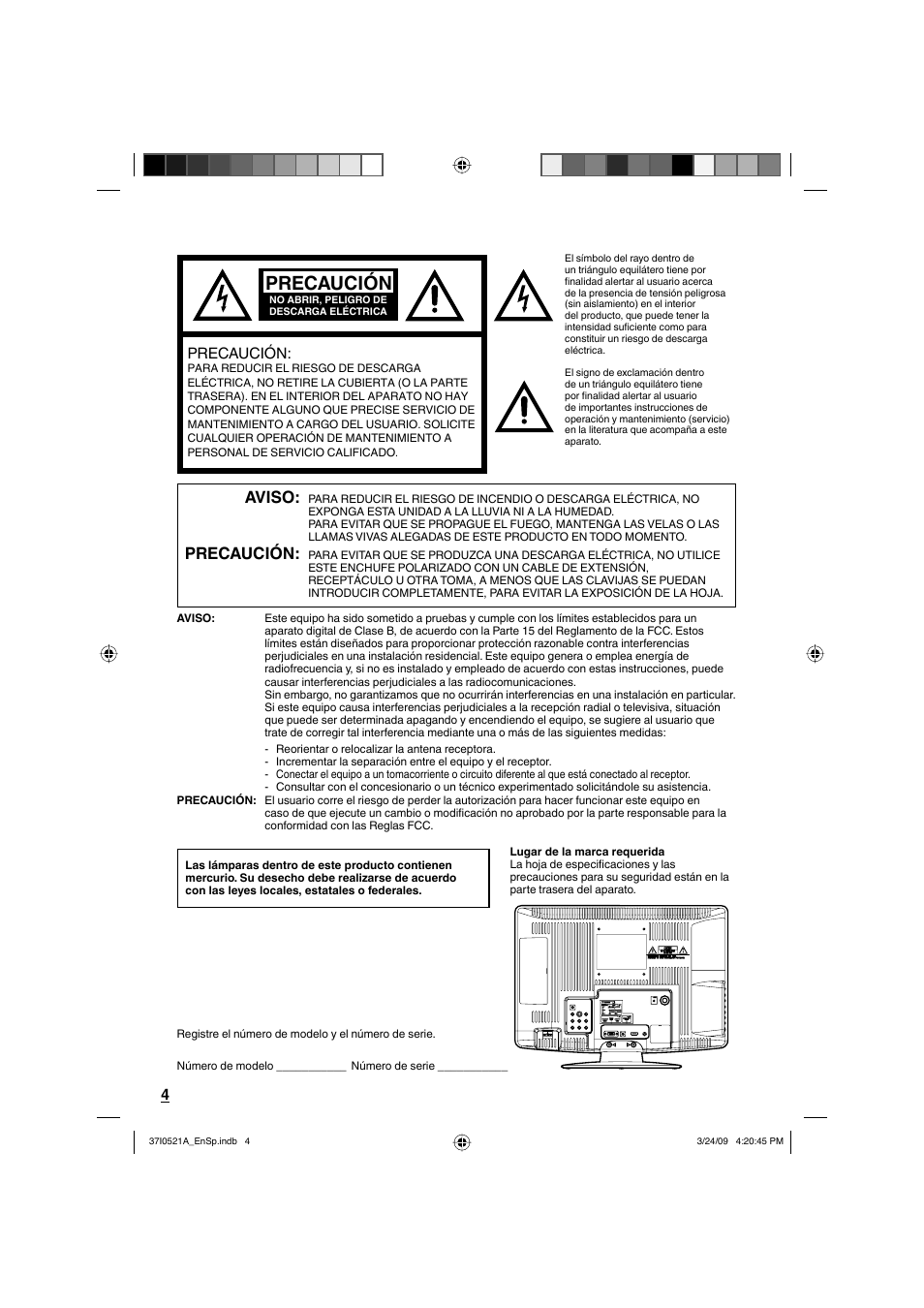 Aviso, Precaución | Sanyo DP19649 User Manual | Page 32 / 60