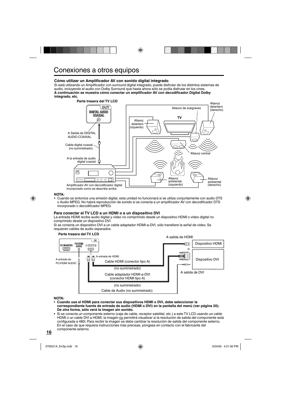 Conexiones a otros equipos | Sanyo DP19649 User Manual | Page 44 / 60