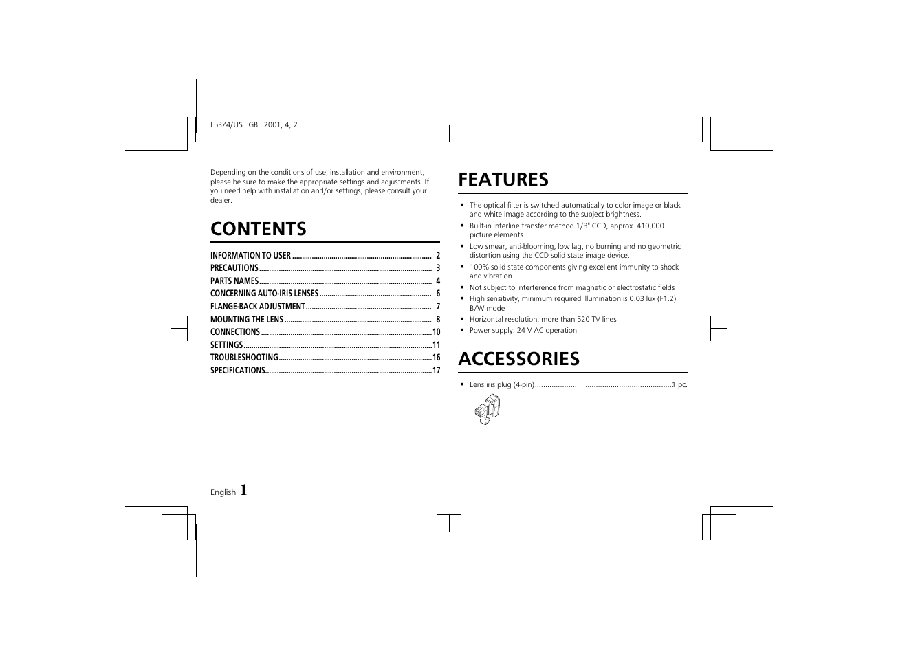 Sanyo VCC-4594 User Manual | Page 2 / 20