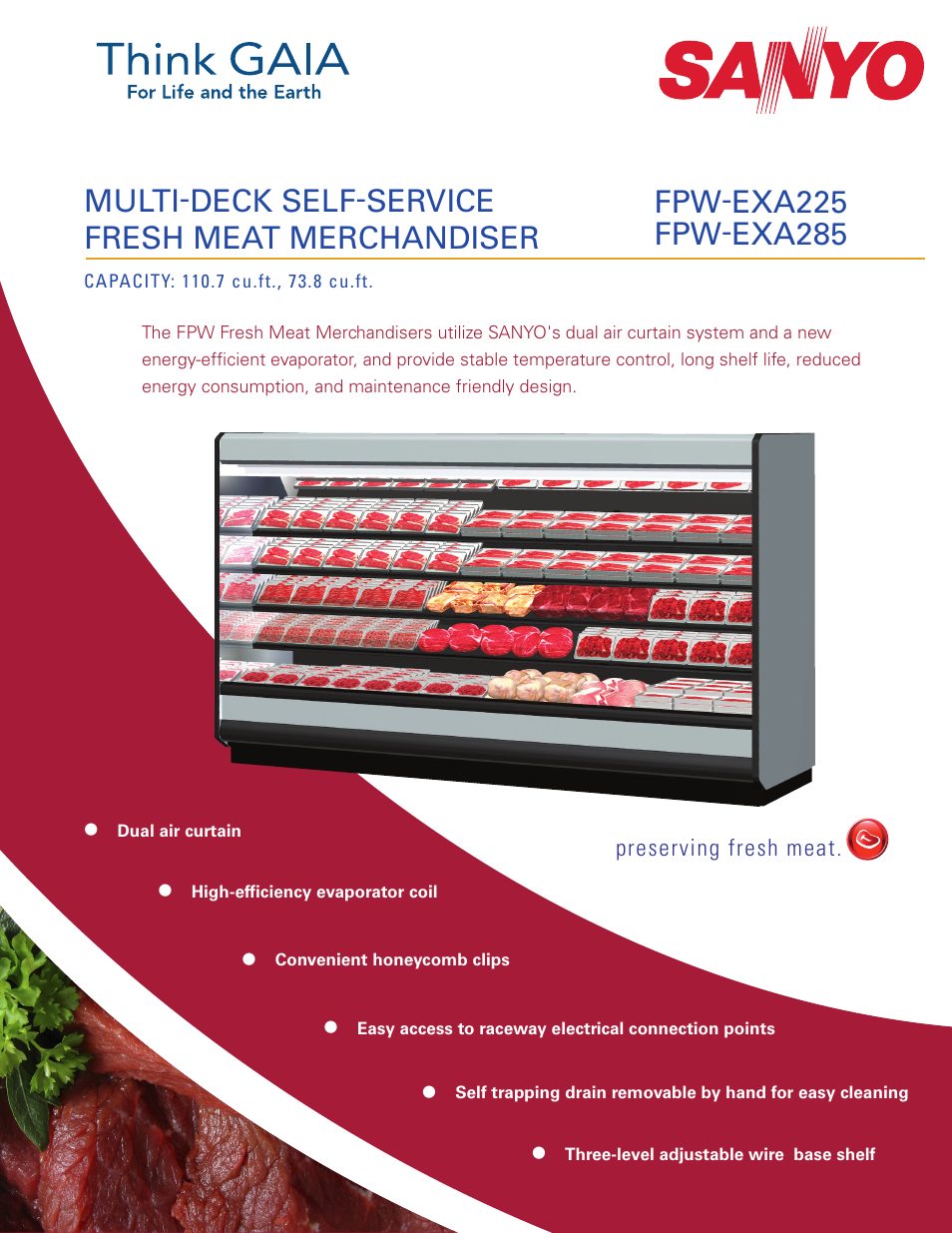 Sanyo MULTI-DECK SELF-SERVICE FRESH MEAT MERCHANDISER FPW-EXA225 User Manual | 2 pages