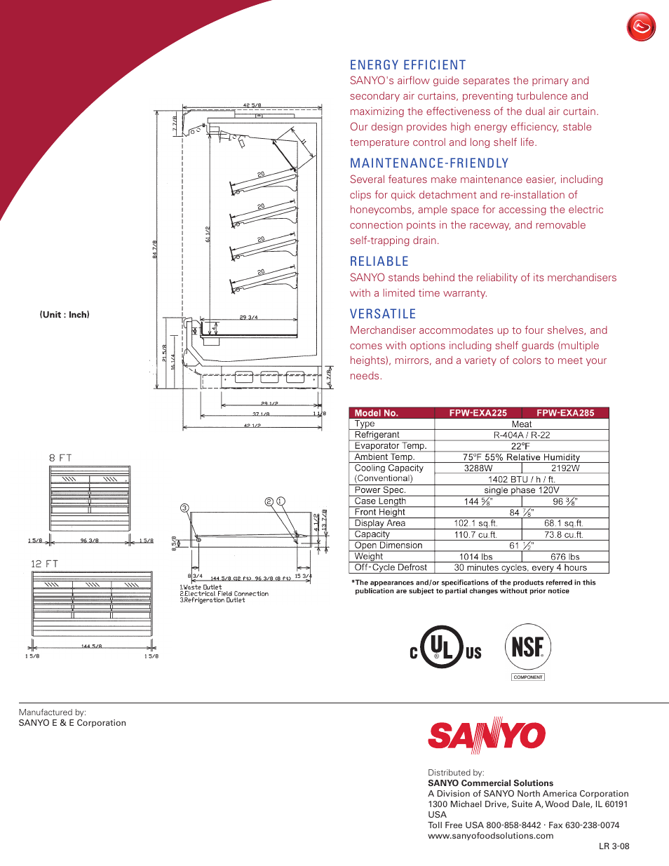 Sanyo MULTI-DECK SELF-SERVICE FRESH MEAT MERCHANDISER FPW-EXA225 User Manual | Page 2 / 2