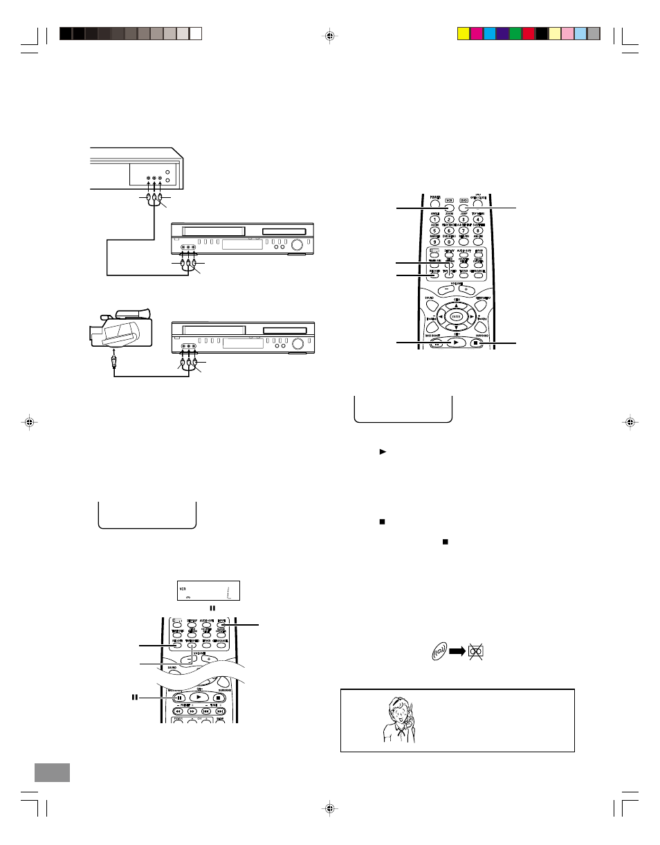 Duplicating a video tape, Recording a dvd/cd disc | Sanyo DWM-3500 User Manual | Page 38 / 68