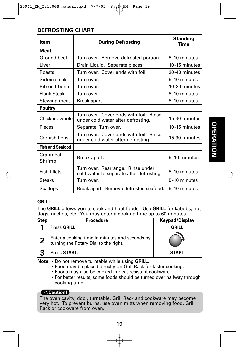 Opera tion | Sanyo EM-Z2100GS User Manual | Page 19 / 40