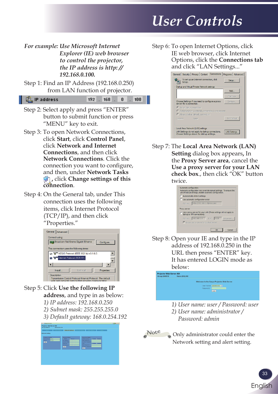 User controls | Sanyo PDG-DXL100 User Manual | Page 34 / 63