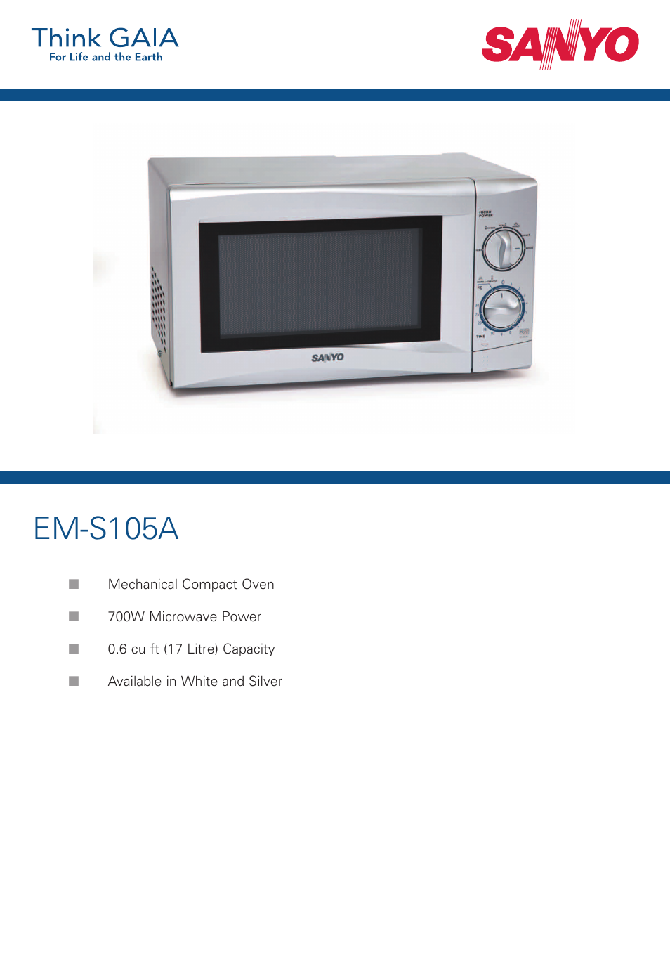 Sanyo EM-S105A User Manual | 2 pages