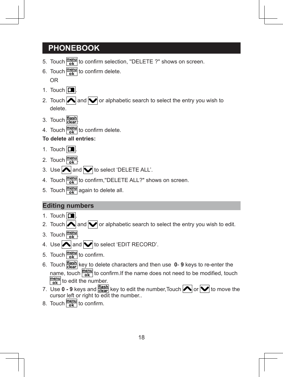 Phonebook | Sanyo CLT-D6623(WH) User Manual | Page 18 / 43