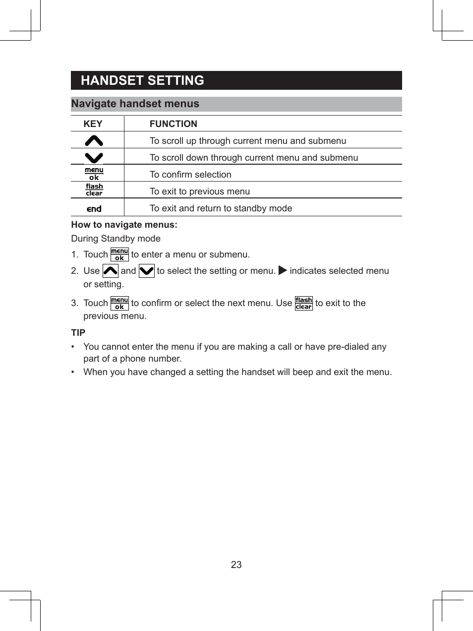 Handset.setting | Sanyo CLT-D6623(WH) User Manual | Page 23 / 43