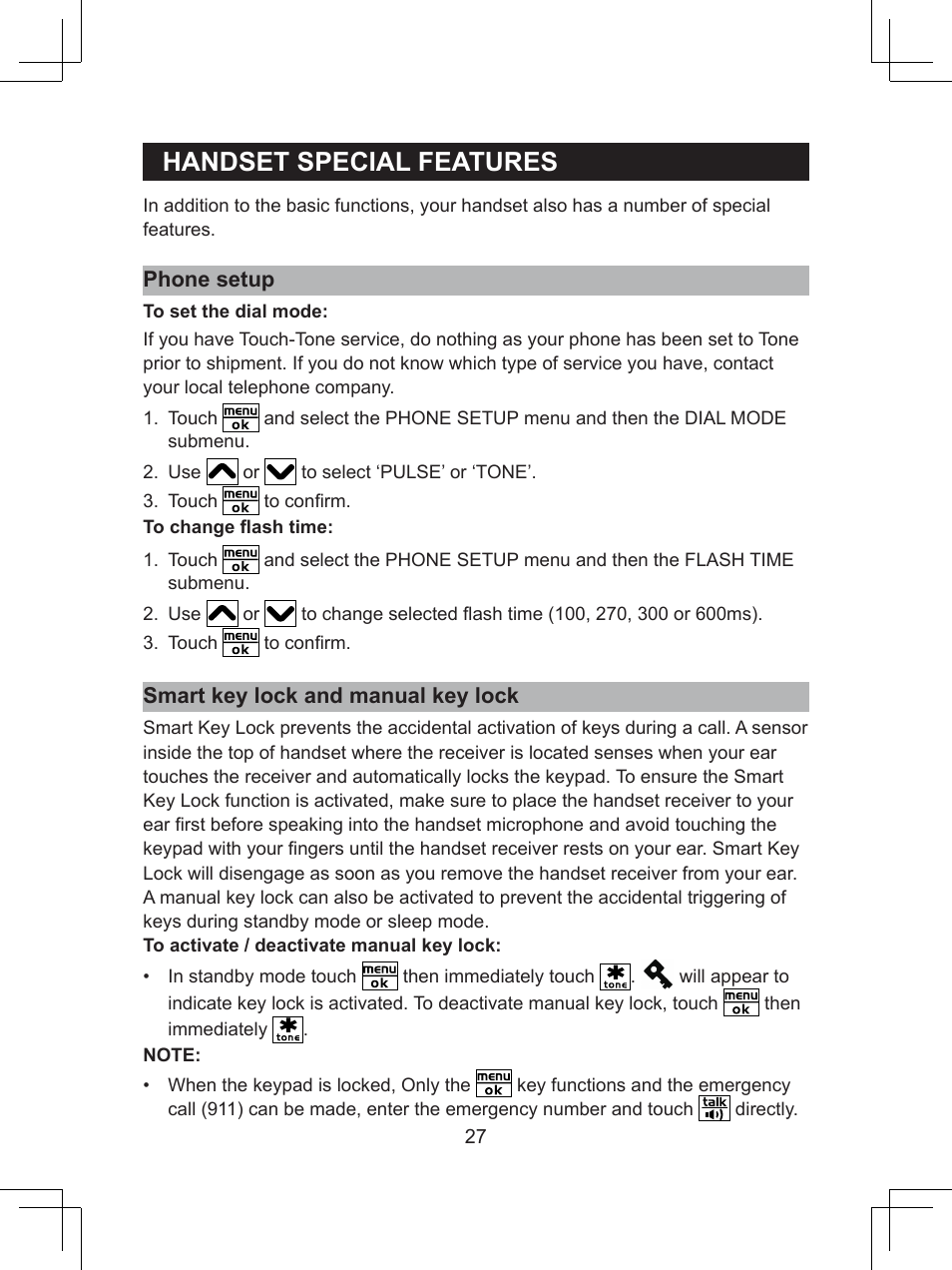 Handset.special.features | Sanyo CLT-D6623(WH) User Manual | Page 27 / 43