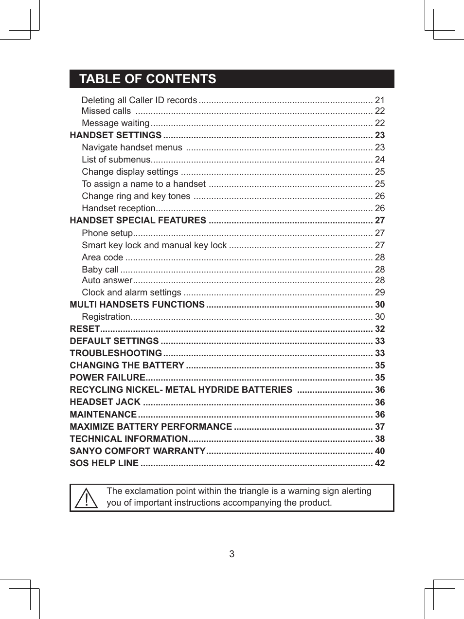 Table.of.contents | Sanyo CLT-D6623(WH) User Manual | Page 3 / 43