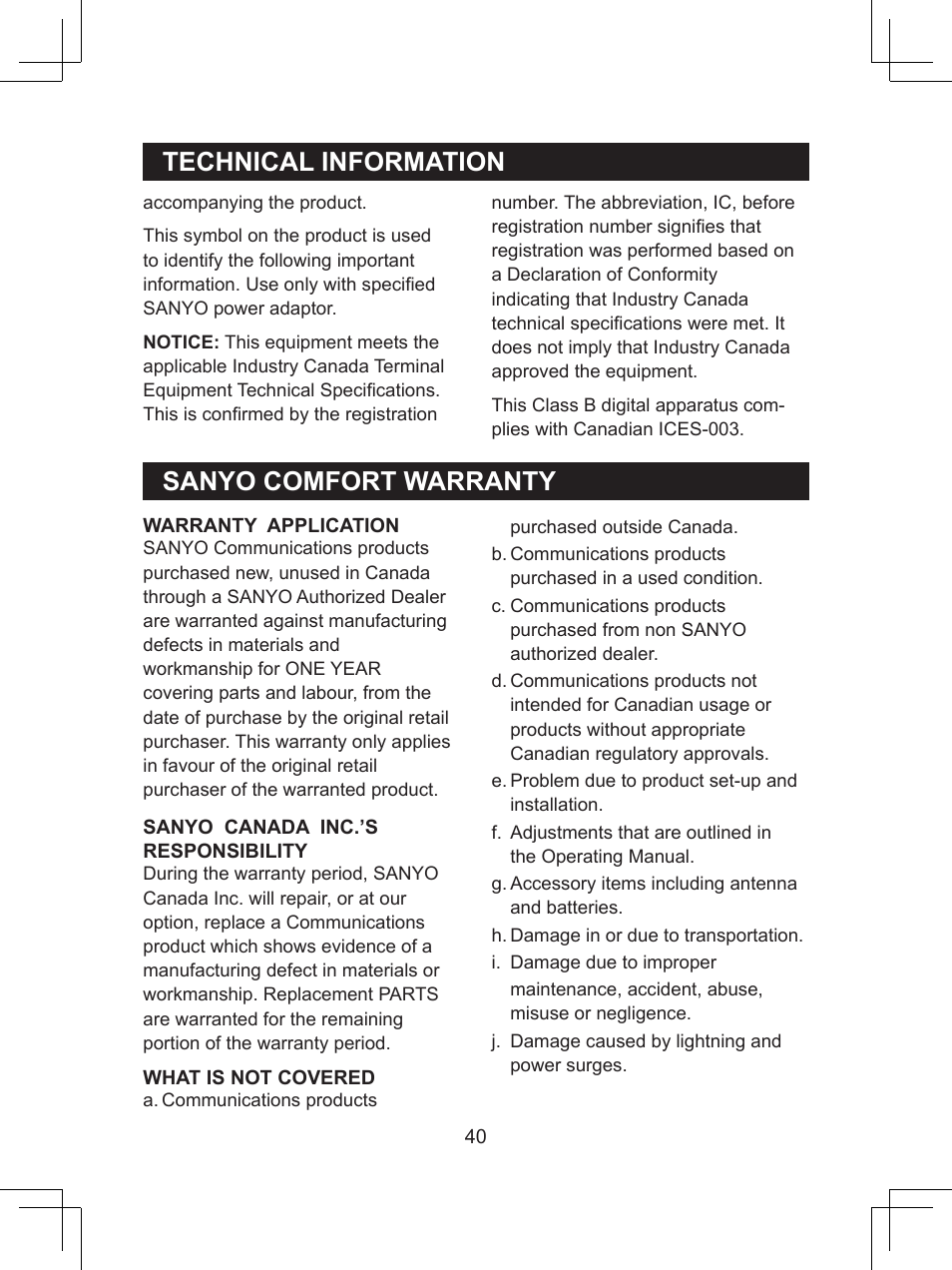 Technical.information | Sanyo CLT-D6623(WH) User Manual | Page 40 / 43