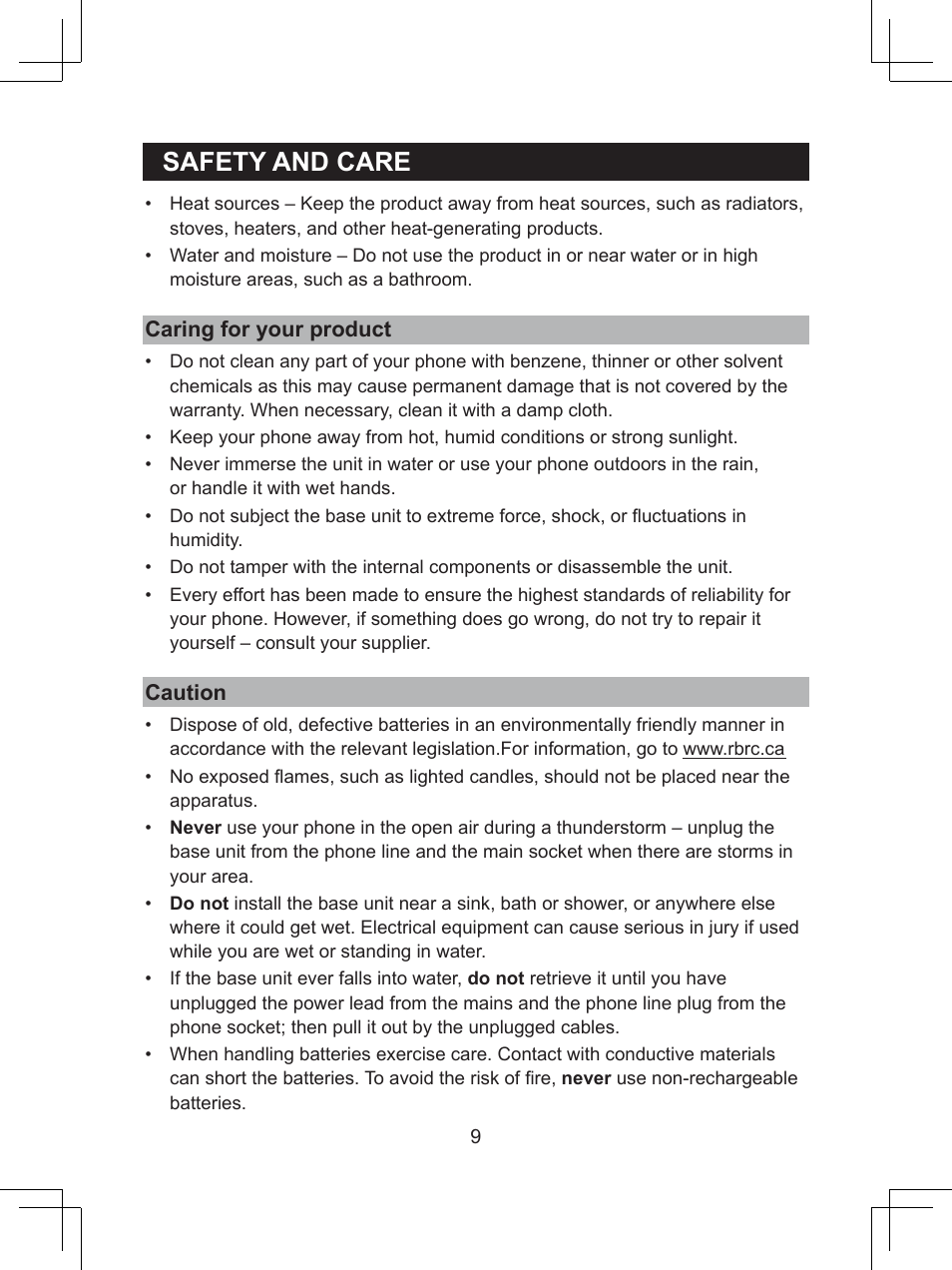 Safety.and.care | Sanyo CLT-D6623(WH) User Manual | Page 9 / 43