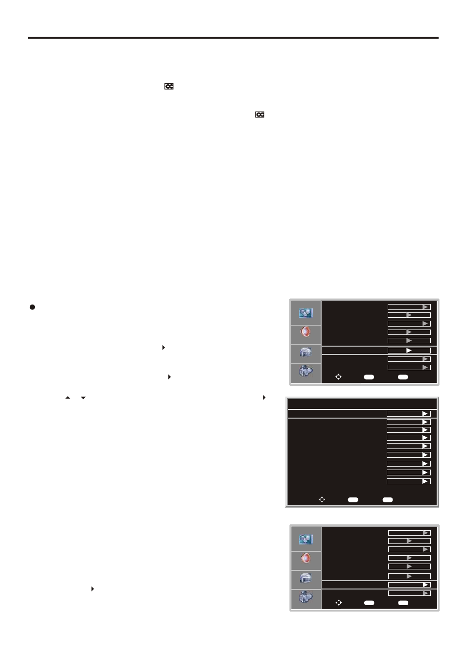 Viewing closed captions, Analog broadcasting system captions, Digital broadcasting system captions | Setting cc when mute | Sanyo AVL-261 User Manual | Page 24 / 44