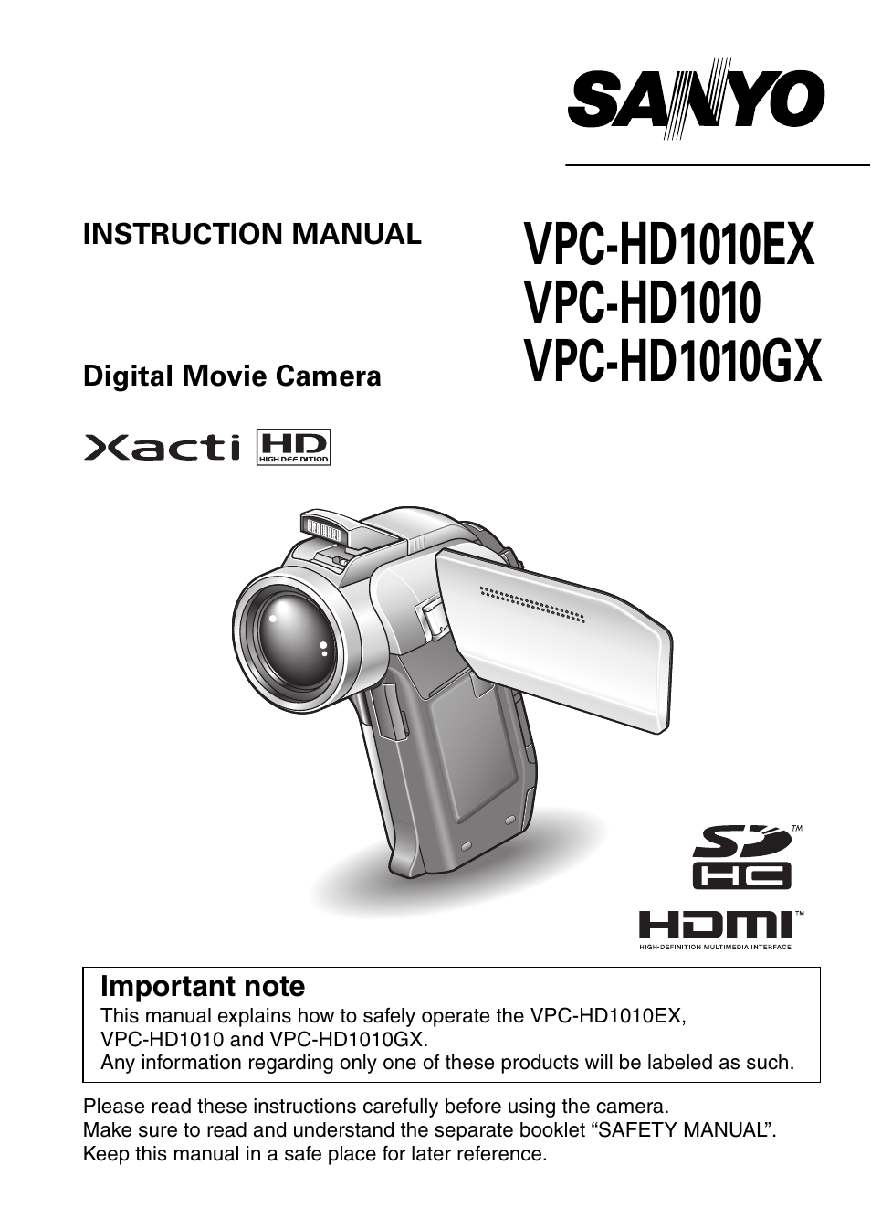 Sanyo VPC-HD1010GX User Manual | 251 pages