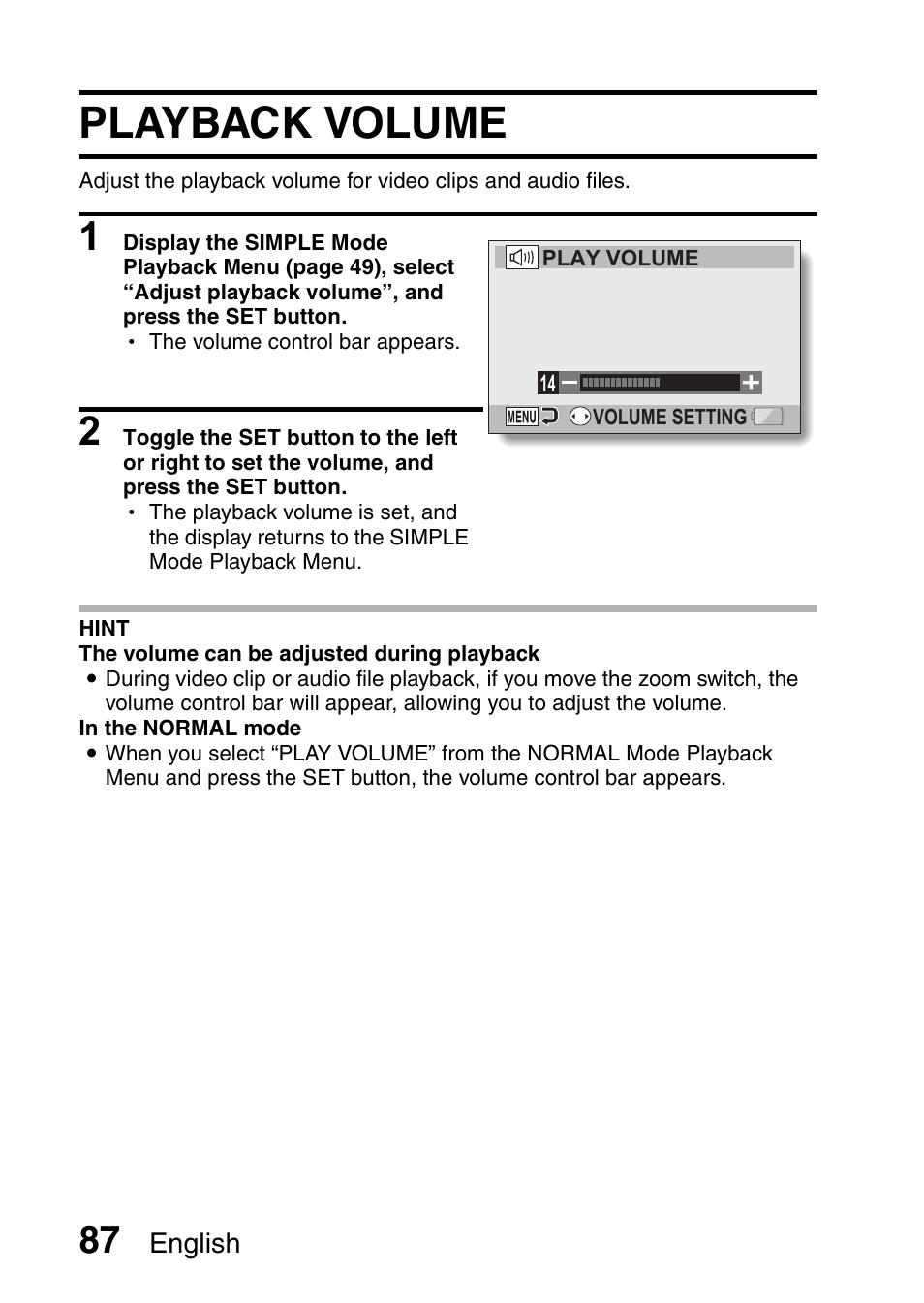 Playback volume | Sanyo VPC-HD1010GX User Manual | Page 106 / 251