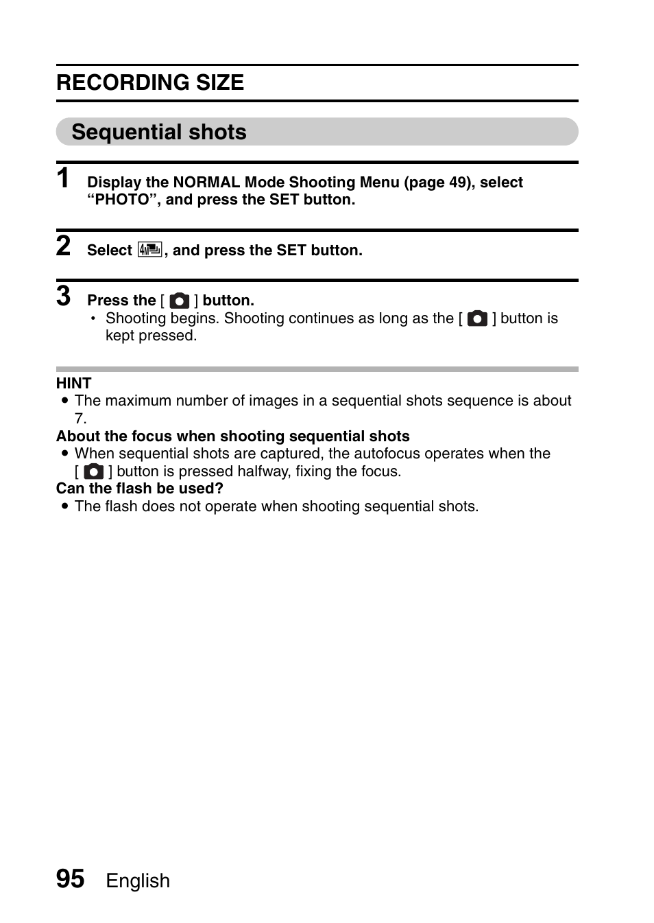 Recording size sequential shots | Sanyo VPC-HD1010GX User Manual | Page 114 / 251