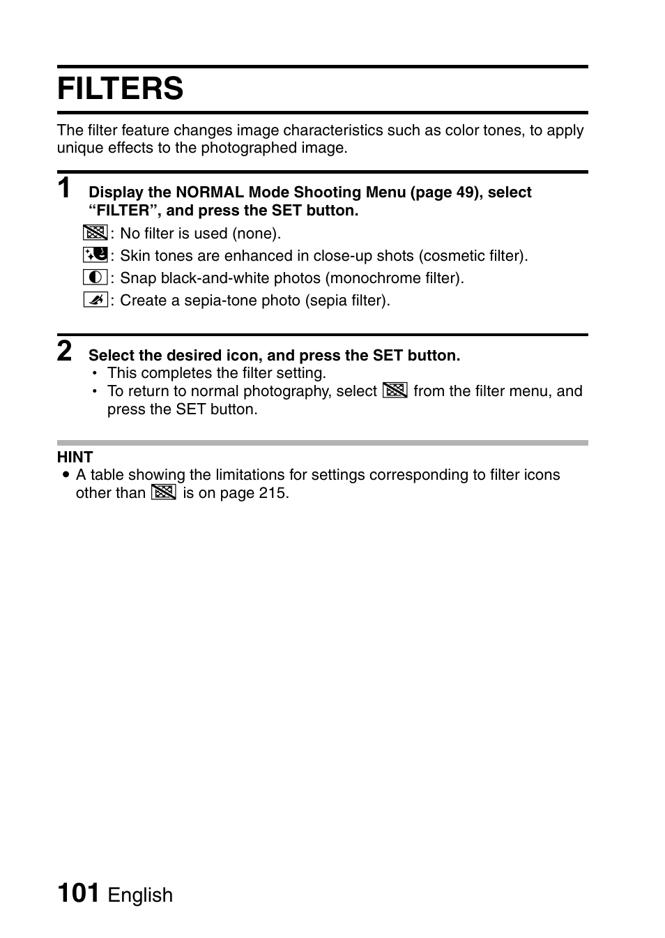 Filters | Sanyo VPC-HD1010GX User Manual | Page 120 / 251