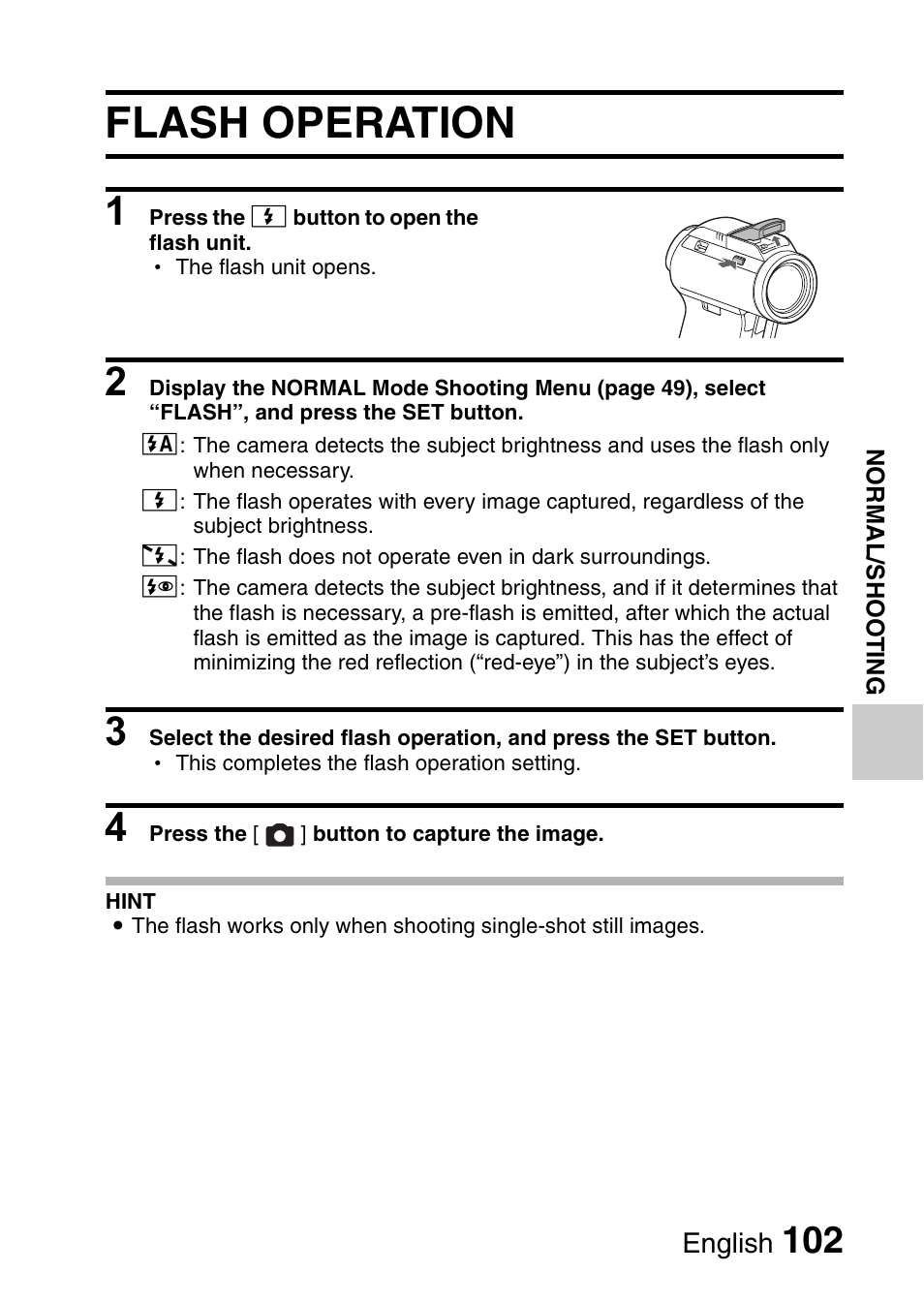 Flash operation | Sanyo VPC-HD1010GX User Manual | Page 121 / 251