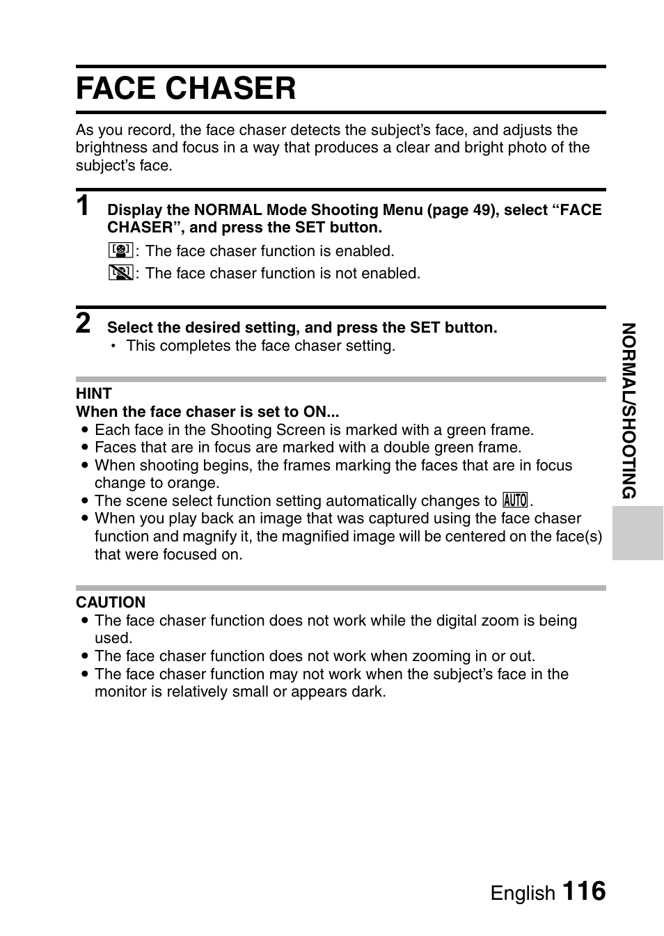 Face chaser | Sanyo VPC-HD1010GX User Manual | Page 135 / 251