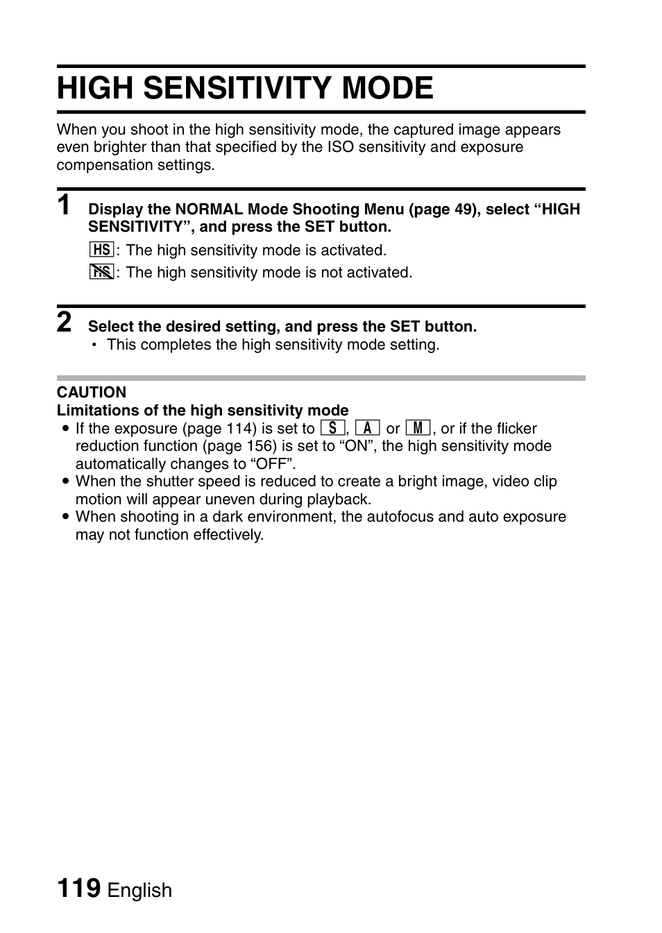 High sensitivity mode | Sanyo VPC-HD1010GX User Manual | Page 138 / 251