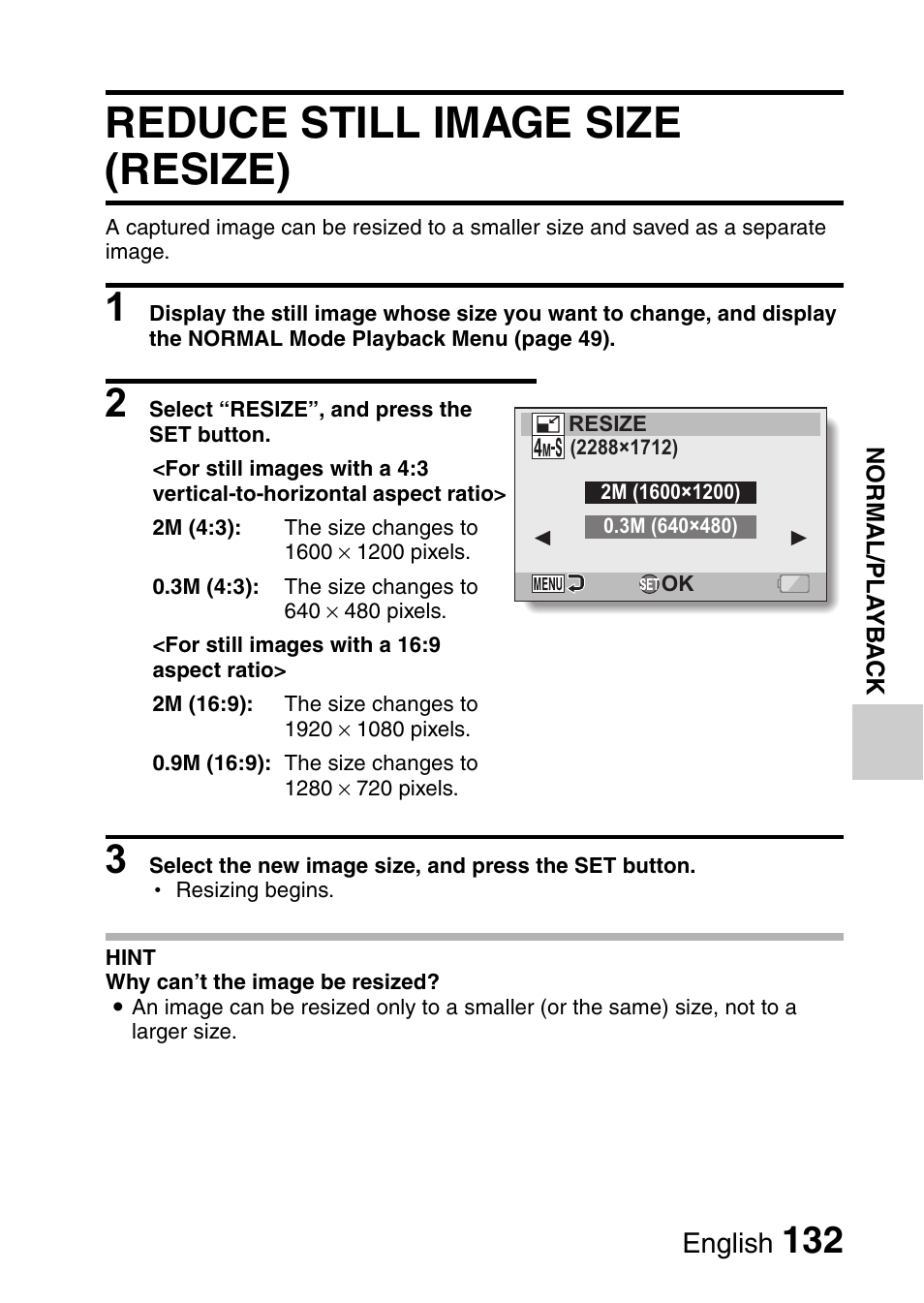 Reduce still image size (resize), English | Sanyo VPC-HD1010GX User Manual | Page 151 / 251