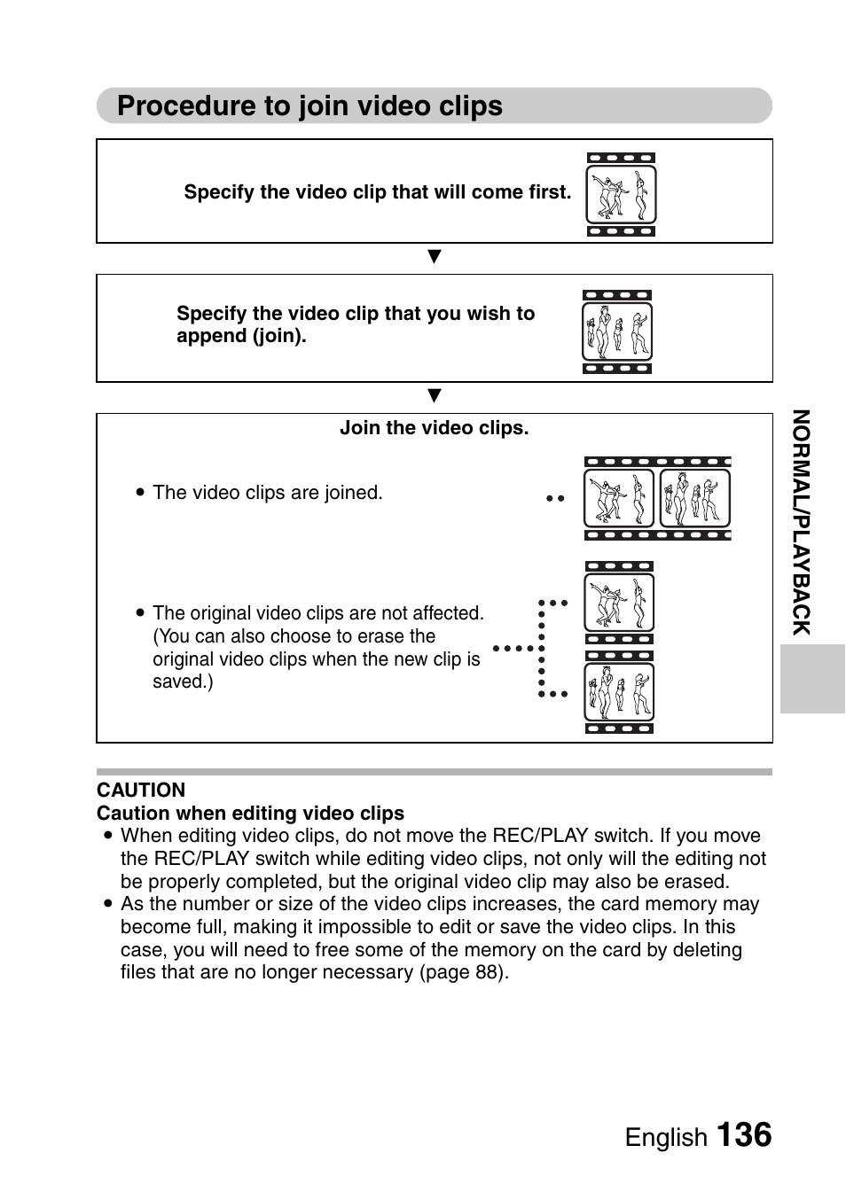 Procedure to join video clips, English | Sanyo VPC-HD1010GX User Manual | Page 155 / 251