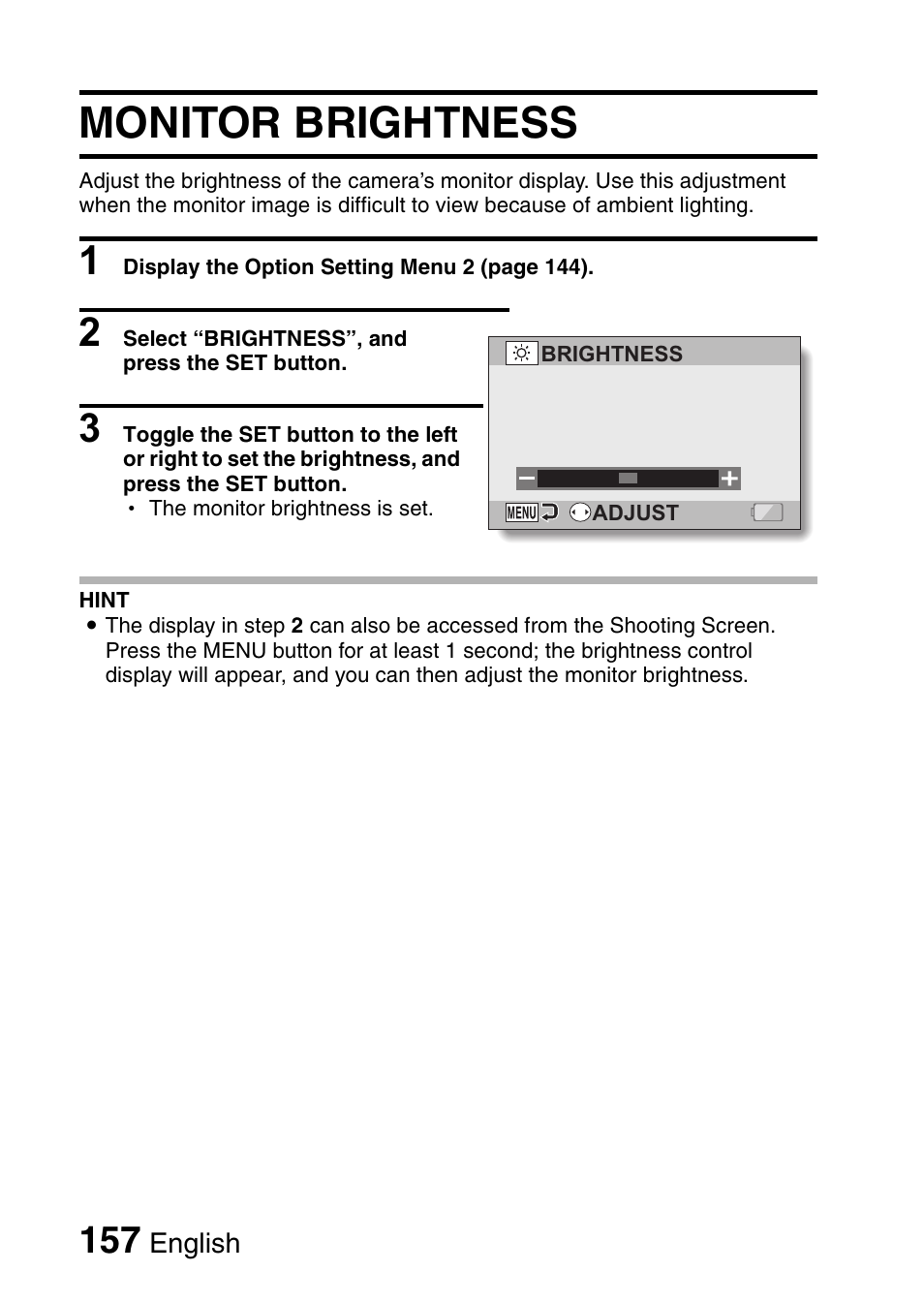 Monitor brightness | Sanyo VPC-HD1010GX User Manual | Page 176 / 251