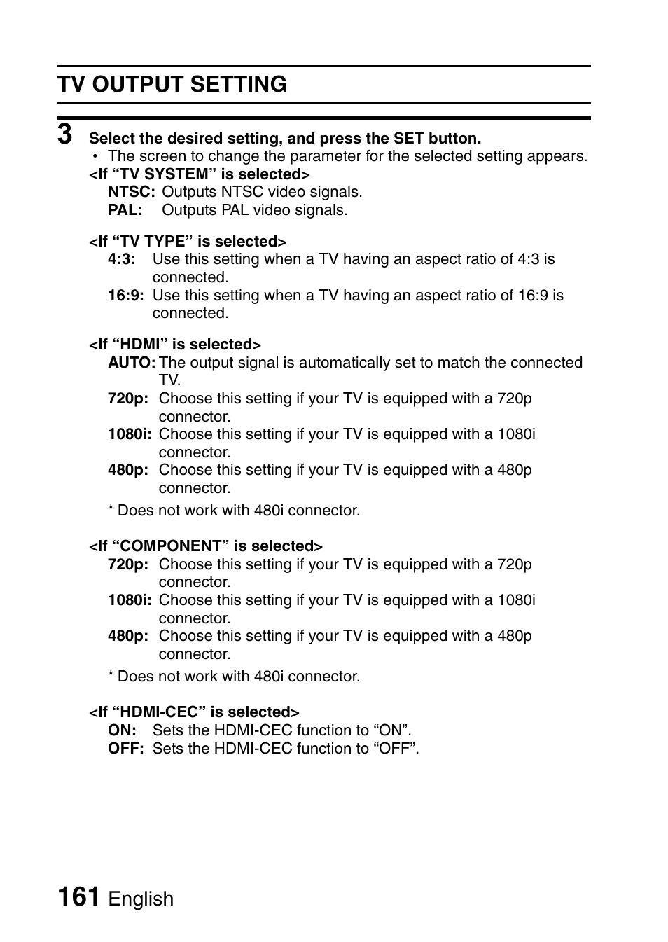 Tv output setting, English | Sanyo VPC-HD1010GX User Manual | Page 180 / 251