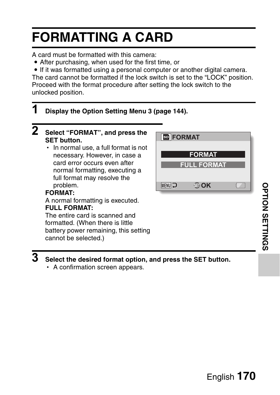 Formatting a card | Sanyo VPC-HD1010GX User Manual | Page 189 / 251