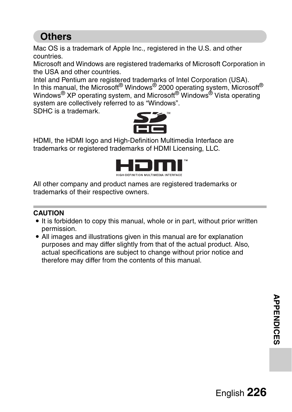 Others, English | Sanyo VPC-HD1010GX User Manual | Page 245 / 251
