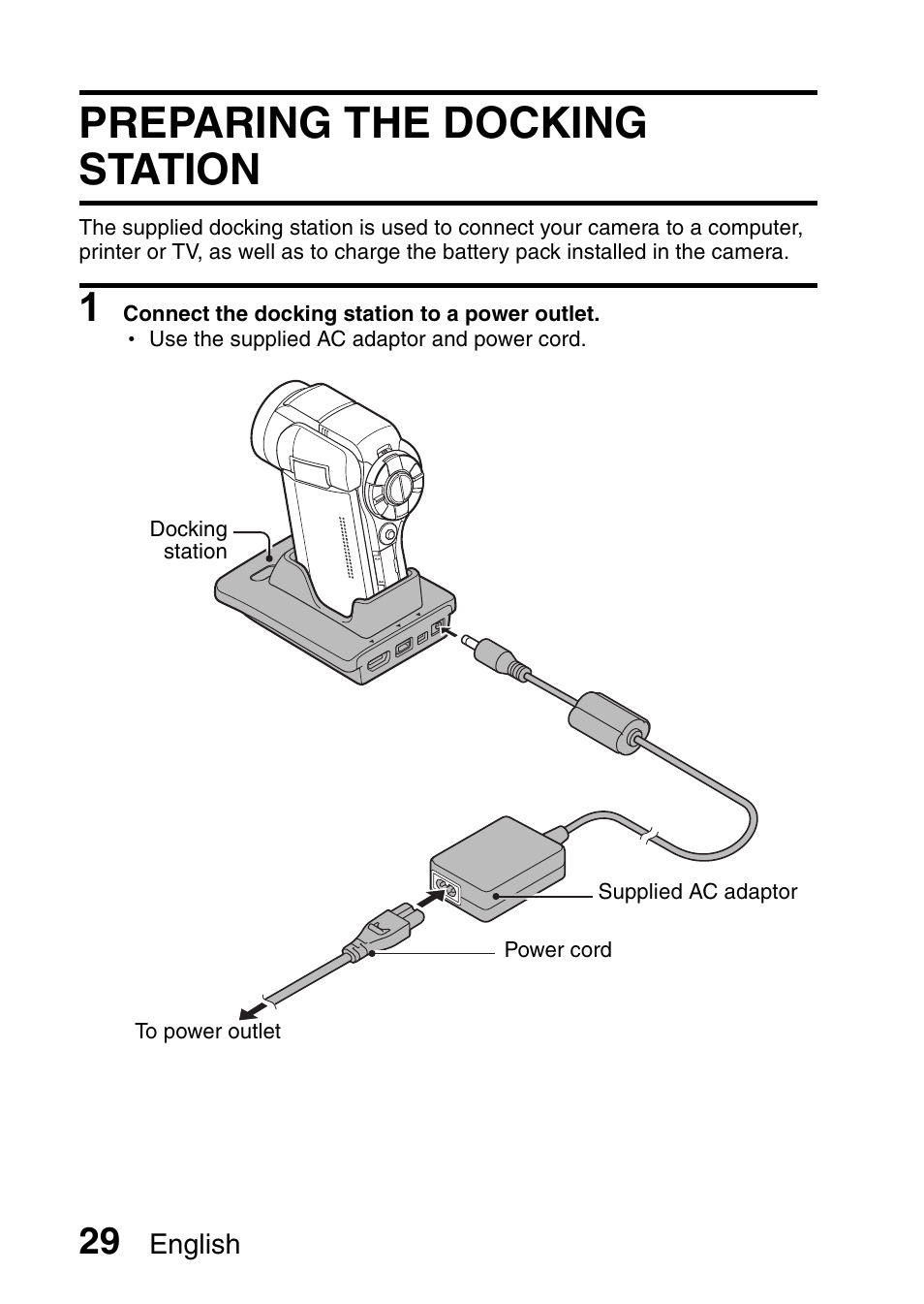Preparing the docking station | Sanyo VPC-HD1010GX User Manual | Page 48 / 251