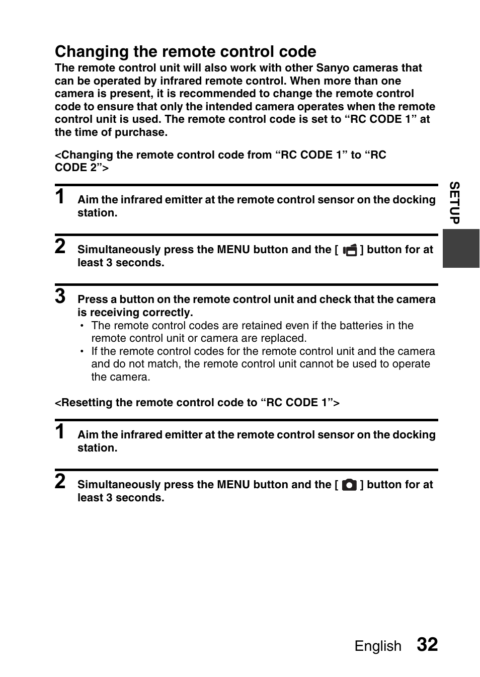 Changing the remote control code | Sanyo VPC-HD1010GX User Manual | Page 51 / 251