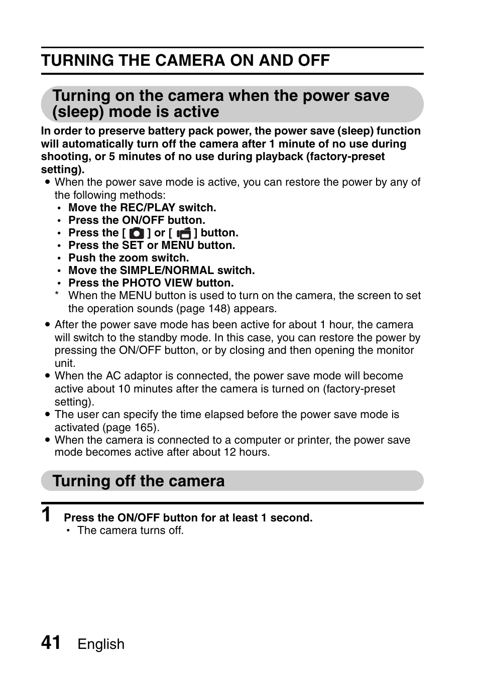 Turning off the camera, English | Sanyo VPC-HD1010GX User Manual | Page 60 / 251