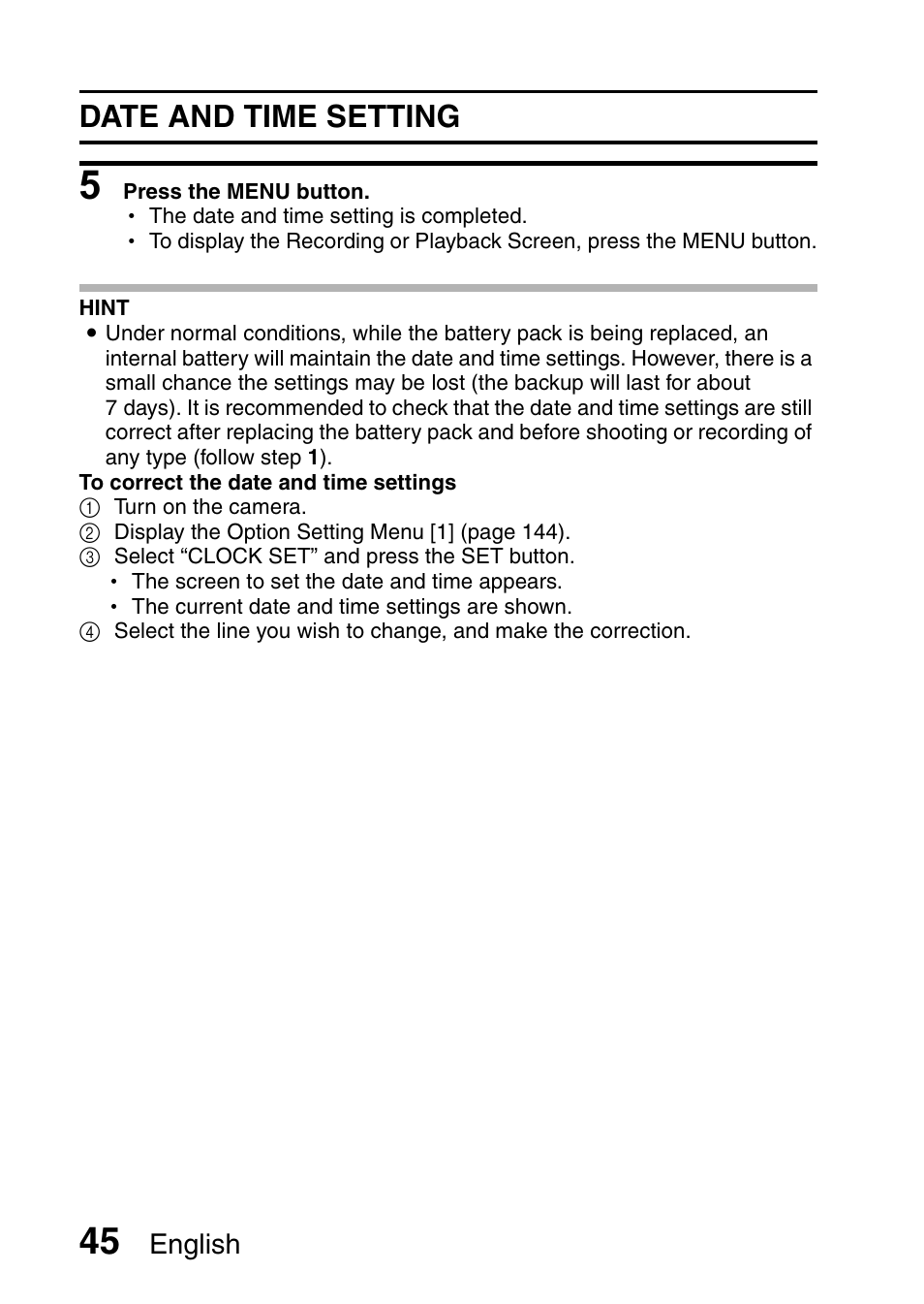 Date and time setting | Sanyo VPC-HD1010GX User Manual | Page 64 / 251