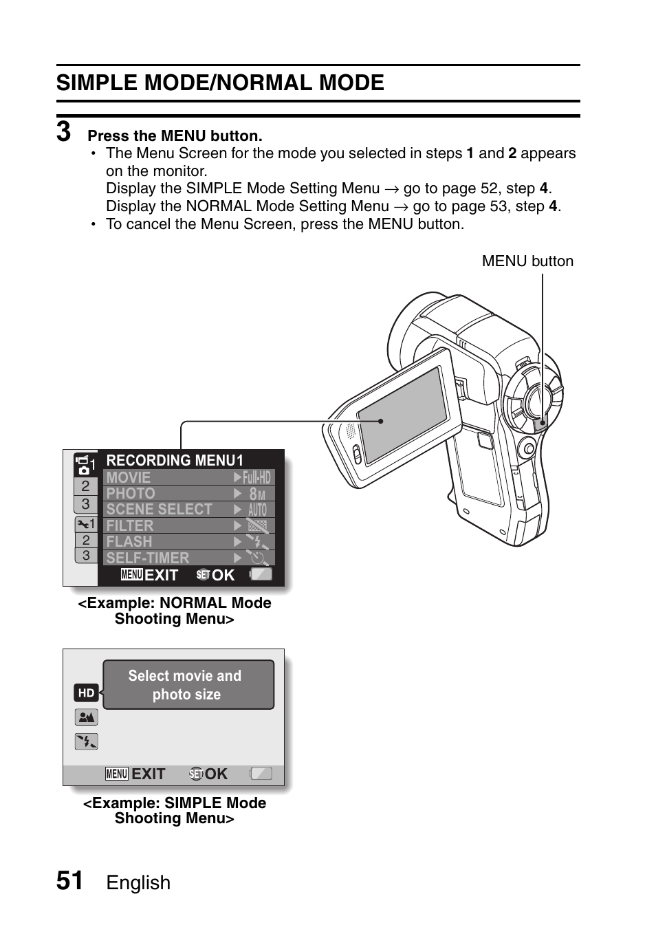 Simple mode/normal mode, English | Sanyo VPC-HD1010GX User Manual | Page 70 / 251