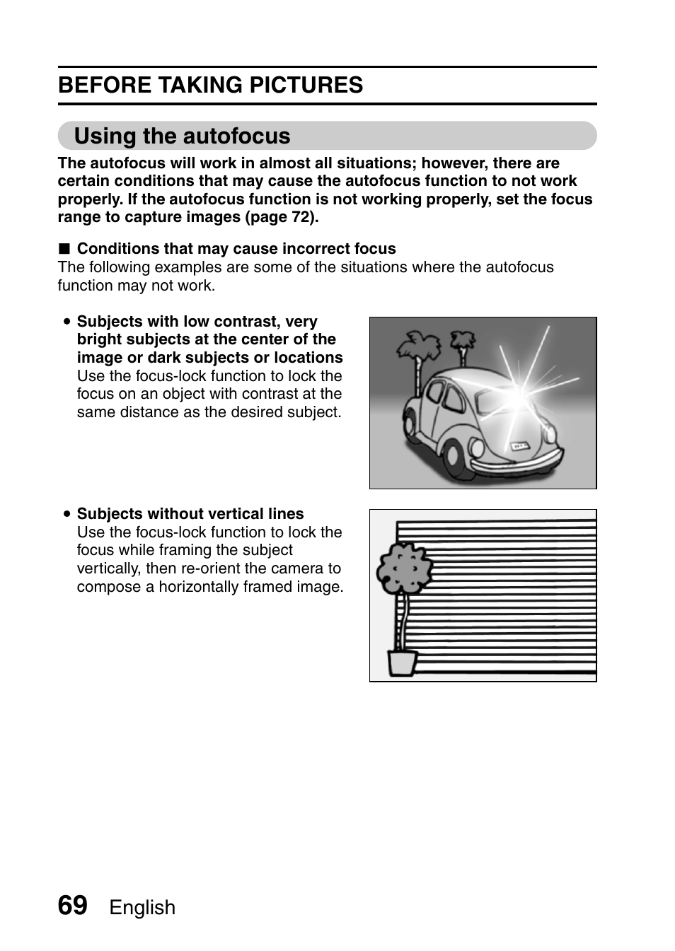 Before taking pictures using the autofocus | Sanyo VPC-HD1010GX User Manual | Page 88 / 251