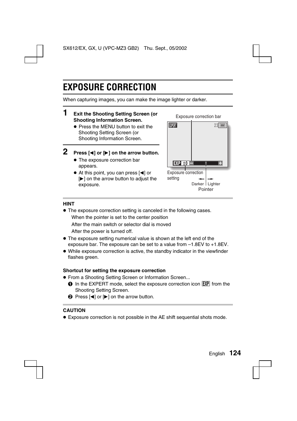 Exposure correction | Sanyo VPC-MZ3EX User Manual | Page 127 / 218
